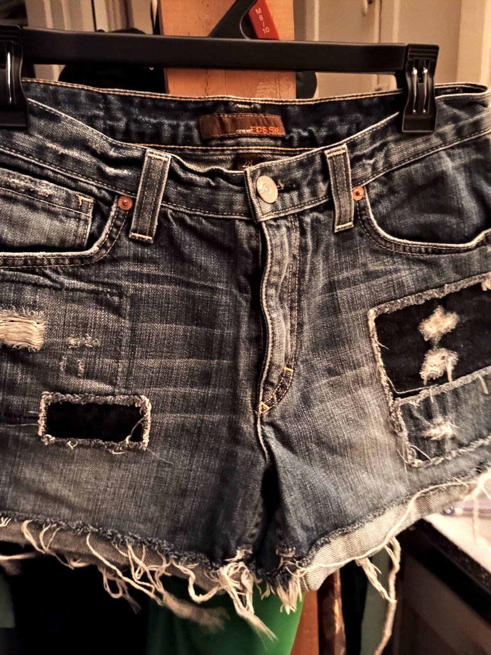 Fossil Distressed Blue Denim Jean Shorts